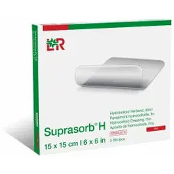 Suprasorb® H Hydrokolloid-Verband, steril, dünn, Dünner Hydrokolloidverband mit angenehmen Tragekomfort durch geringere Dicke, 1 Packung = 5 Stück, Maße: 15 x 15 cm