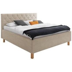 Xora Polsterbett , Beige , Holzwerkstoff , Eiche , massiv , 160x200 cm , Reach , gepolstertes Kopfteil, Stoffauswahl, in verschiedenen Größen erhältlich,individuelle Liegehärteeinstellung , Schlafzimmer, Betten, Polsterbetten