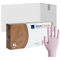 ABENA® Sensitive Nitril Einweghandschuhe, pink, Unsterile, puderfreie Einmalhandschuhe mit Rollrand, 1 Karton = 10 Packungen à 100 Stück, Größe XL