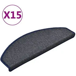 vidaXL Stufenmatte Stufenmatten 15 Stk. 65 x 24 x 4 cm Dunkelgrau und Blau Halbrund Groß, Rechteckig, Höhe: 40 mm blau|grau