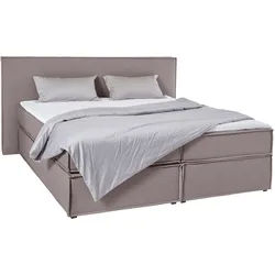 LeGer Home by Lena Gercke Boxspringbett Yuma, incl. Topper, in 4 Breiten, 3 Matratzenarten und je 2 Härtegraden grau 213 cm x 213 cm