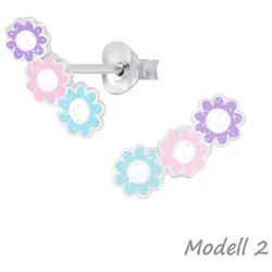 Order & Smile Schmuck Paar Ohrstecker Blumen Ohrstecker mehrfach: 925 Silber Kinderohrringe bunt