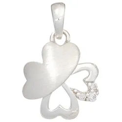 JOBO Kettenanhänger Anhänger Kleeblatt, 925 Silber mit 3 Zirkonia silberfarben