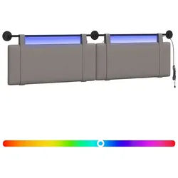 vidaXL Bett Hängendes Kopfteil Mit LED Licht Taupe Stoff (1-tlg)