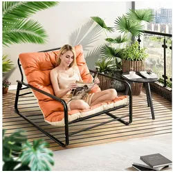 HomeMiYN Loungesessel Loungesessel Sessel Wohnzimmer Gartenliege mit Wendekissen (2er set,bestehend aus sessel mit Gepolsterten Kissen), für kinder,2 erwachsene beige|orange