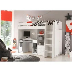 Mid.you Hochbett , Weiß , Holzwerkstoff , Höhe ca. 11 cm , seitenverkehrt montierbar , 90x200 cm , Babymöbel & Kindermöbel, Kinderzimmer & Jugendzimmer, Kinderbetten, Hochbetten
