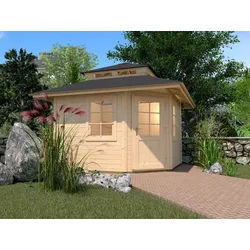 Weka 28 mm Gartenhaus 149 5-Eck mit Dachaufsatz 238 x 238 cm - 50 % Rabatt auf Dacheindeckung
