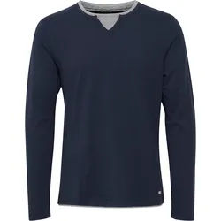 Rundhalsshirt BLEND "Rundhalsshirt BHLeonas", Herren, Gr. L, blau (navy), Obermaterial: 80% Baumwolle CO. 20% Polyester PES., Shirts Rundhalsshirt