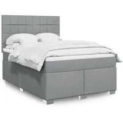 vidaXL Boxspringbett, Boxspringbett mit Matratze Hellgrau 140x200 cm Stoff