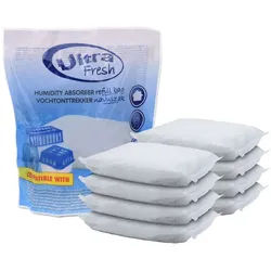 Spetebo Luftentfeuchter 8x Luftentfeuchter Nachfüllbeutel je 450g, Raumentfeuchter mit Auffangschale und Nachfüllbeutel weiß