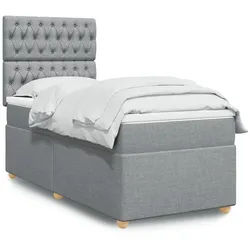 vidaXL Boxspringbett, Boxspringbett mit Matratze Hellgrau 90x190 cm Stoff