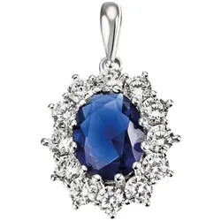 Firetti Kettenanhänger Schmuck Geschenk Silber 925 Halsschmuck Anhänger Lady D Diana Royal, mit Glasstein, Zirkonia (synth) blau|silberfarben