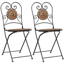 vidaXL Gartenstuhl Bistrostühle 2 Stk. Klappbar Terracottarot Keramik (2 St)