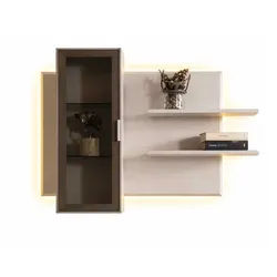 Xlmoebel Aufsatzregal Modernes Regal in Beige und Schwarz mit Glas und Beleuchtung, Made in Europa