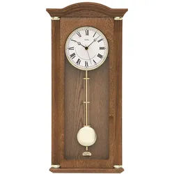 AMS Funk-Pendelwanduhr Regulateur 4/4 Westminster-Melodie, Bim-Bam Schlagwerk AMS 5014 (Schlagwerk Westminster oder Bim Bam autom. Nachabschaltung) beige