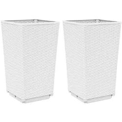 Helloshop26 - Hochbeet-Pflanzkasten für Pflanzen Blumen Garten Terrasse 2er-Set 32,5 x 32,5 x 57 cm weißes Polypropylen 02_0038935