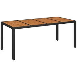 vidaXL Gartentisch 190 x 90 x 75 cm Gartentisch mit Holzplatte Schwarz 190x90x75 cm Polyr schwarz