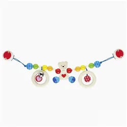 goki Kinderwagenkette Kinderwagenkette Herzbär mit Clips (packung, 1-tlg., set), Wagenkette aus Holz für erste Ausfahrten beige|bunt