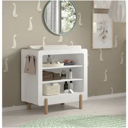 JAXX SMILE Wickelkommode mit 3 offenen Fächern, Ausf. MDF weiß lackiert