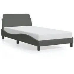 vidaXL Bettgestell, Bettrahmen mit Kopfteil Dunkelgrau 100x200 cm Stoff