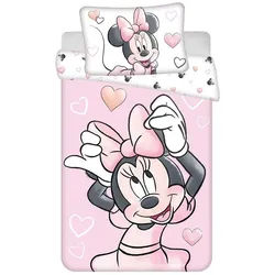 Jerry Fabrics Kinderbettwäsche Disney Minnie Kinderbettwäsche Set 100x135 + 40x60 cm Baumwolle, Baumwolle