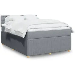 vidaXL Boxspringbett, Boxspringbett mit Matratze Hellgrau 140x190 cm Stoff