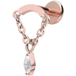 Titan Labret mit Innengewinde BOGEN + KETTE + KRISTALLTROPFEN