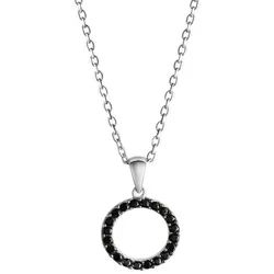 CELESTA Kette mit Anhänger Silber 925 rhodiniert 42+3cm lang mit schwarzen Zirkonia-Steinen grau|silberfarben