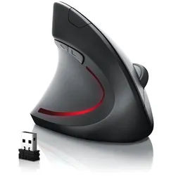 CSL Vertikal Mouse, optischer Sensor, kabellos mit Funk, Linkshänder ergonomische Maus (Funk, 2,4 GHz wireless Vertikalmaus, Vorbeugung von Mausarm Tennisarm) schwarz