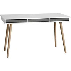 Hammel Furniture Schreibtisch Mistral Bürotisch, Arbeitstisch, Tisch, Computertisch, Holzbeinen, B: 137,4 cm, Designmöbel grau