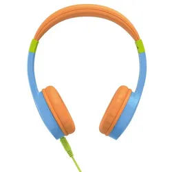 Hama Kinderkopfhörer mit Kabel (85 dB Lautstärkebegrenzung, On-Ear) Kinder-Kopfhörer (Sprachsteuerung, Größenverstellbar, Integriertes Mikrofon, Siri und Google Assistant) blau|orange