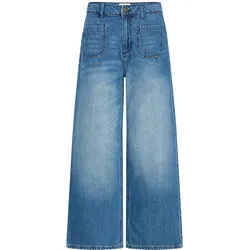 Stoffhose ICHI "Hose IHPAMMY", Damen, Gr. 27, N-Gr, blau (medium blau), Obermaterial: 100% Baumwolle CO., Hosen Stoffhose