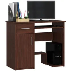Akord Schreibtisch Wengefarben 90x50x74 cm , Holzwerkstoff , Nachbildung , Holz Optik , 3 Fächer , 1 Schubladen , Rechteckig,Rechteckig , 90x74x50 cm , Büromöbel, Schreibtische, Computertische