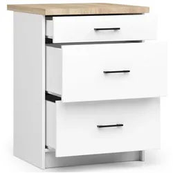 Raumhirsch Furniture Unterschrank Moderner Küchenunterschrank - 3 Schubladen - Küchenmodul (viele Farbvarianten, Maße 60 x 80 x 46 cm) - Hochwertig & stabil weiß 60 cm x 85 cm x 46 cm