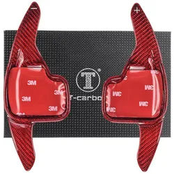 T-Carbon Lenkeradapter Auto Lenkrad Schaltwippen Paddel Aufsatz Echt Carbon ROT, (2-tlg., für BMW 2er Active Tourer F45 14-21) rot