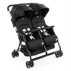 Chicco Zwillingswagen , Schwarz , Metall , 78x101x88 cm , Einhand-Faltmechanismus , Baby on Tour, Kinderwagen, Geschwisterwagen & Zwillingskinderwagen