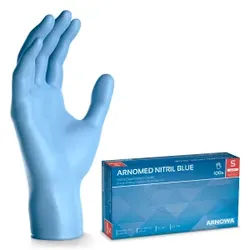 ARNOMED Nitril Blue Einmalhandschuhe, puderfrei, blau, Unsterile Nitrilhandschuhe mit praktischem Rollrand, 1 Karton = 10 Packungen à 100 Stück, Größe S