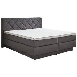 Sun Garden Boxspringbett AMARILLO, 180 x 200 cm, Anthrazit, Mikrofaser, mit Bettkästen, Taschenfederkernmatratze H2/H3, Topper grau