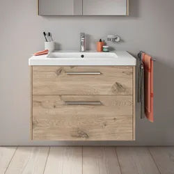 Duravit D-Code Waschtischunterschrank 80 cm mit Keramikwaschtisch, mit 2 Auszügen, Griff chrom, Badmöbel,