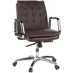 Mid.you Drehstuhl , Braun , Leder , Kombination Echtleder/Lederlook , Nappaleder, Rindleder , Drehkreuz , 60x109x48 cm , Sitzfläche 360° drehbar , Büromöbel, Bürostühle, Chefsessel