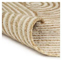 furnicato Teppich Handgefertigt Jute mit Spiralen-Design Weiß 150 cm, 150 cm weiß 150 cm | 150 cm