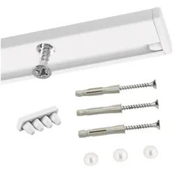 Deco-Raum Gardinenschiene Minimal, 1-läufig, kürzbar, Wunschmaßlänge, Deckenmontage, verschraubt, Aluminium, Komplett-Set vorgebohrt weiß 70 cm