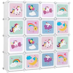 Kinderregal , Weiß , Metall, Kunststoff , 16 Schubladen , 123x123x31 cm , Babymöbel & Kindermöbel, Babyzimmer, Babyregale & Kinderregale