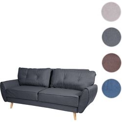 3er-Sofa HWC-J19, Couch Klappsofa Lounge-Sofa, Schlaffunktion ~ Stoff/Textil anthrazit