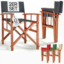 Regiestuhl Anthrazit 2er-Set Eukalyptusholz FSC®-zertifiziert Klappbar Gartenstuhl bis 160 kg