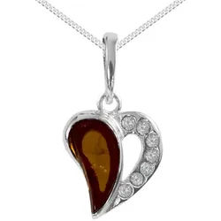 OSTSEE-SCHMUCK Kette mit Anhänger Ostsee-Schmuck Kette mit Anhänger Herz Kette mit Anhänger Herz (2-tlg) silberfarben 45 cm
