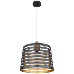 GLOBO LIGHTING Hängeleuchte, Leuchtmittel nicht inklusive, Hängeleuchte schwarz gold Pendelleuchte Esszimmerlampe Holz E27 schwarz