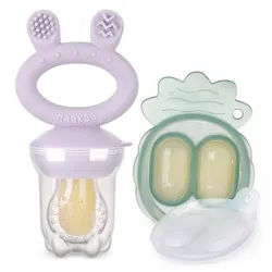 Haakaa Freeze-N-Feed Minikombi Fruchtsauger + Eiswürfelform Set 1 St rosa
