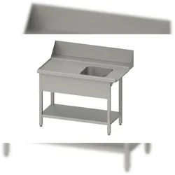 Stalgast Edelstahl Zulauftisch "Pro", Korbführung mit Gefälle, mit Grundboden, ein Becken 1500x750x880 mm, Anbauseite links, verschweißt