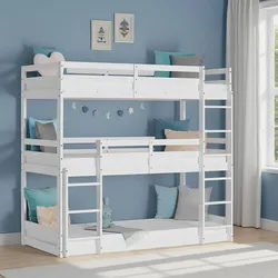 Homestyle4u Etagenbett Kinderbett 90/200 cm weiß , Weiß , Holz , Kiefer , Babymöbel & Kindermöbel, Kinderzimmer & Jugendzimmer, Stockbetten